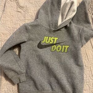 Nike Kids Gray Hoodie with Yellow Accents